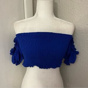 SHEIN Cobalt Blue Cold Shoulder Tube Top  L Coquette Girl Castlecore Balletcore
